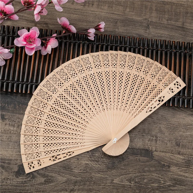 Faltbarer Handfächer aus Holz, 20.5 cm, für Hochzeiten und Gäste