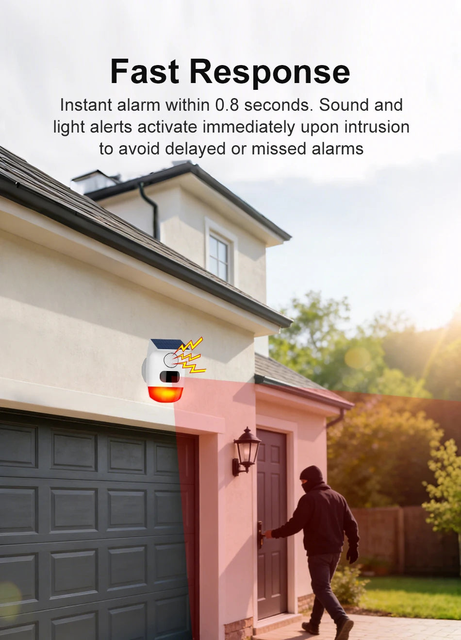 Solar Motion Sensor Alarm with 120dB Siren