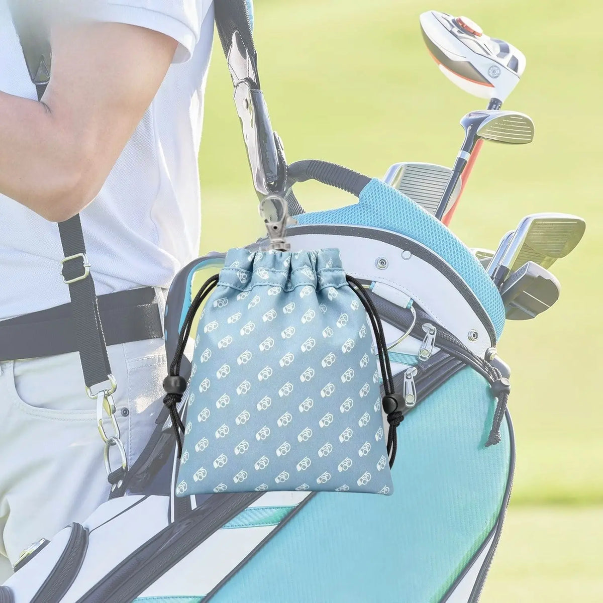 Blå golfpåse för värdesaker med dragsko