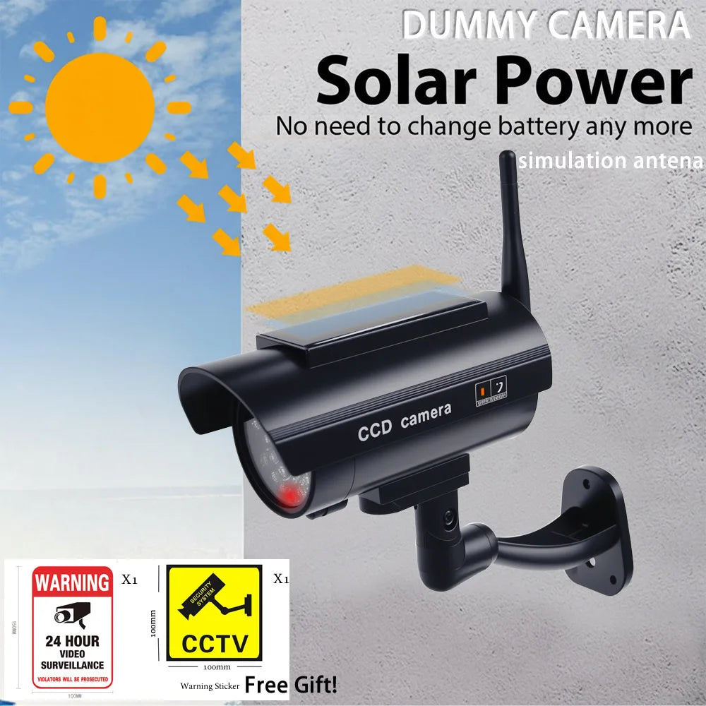 Solar Dummy Camera with Flashing Red LED