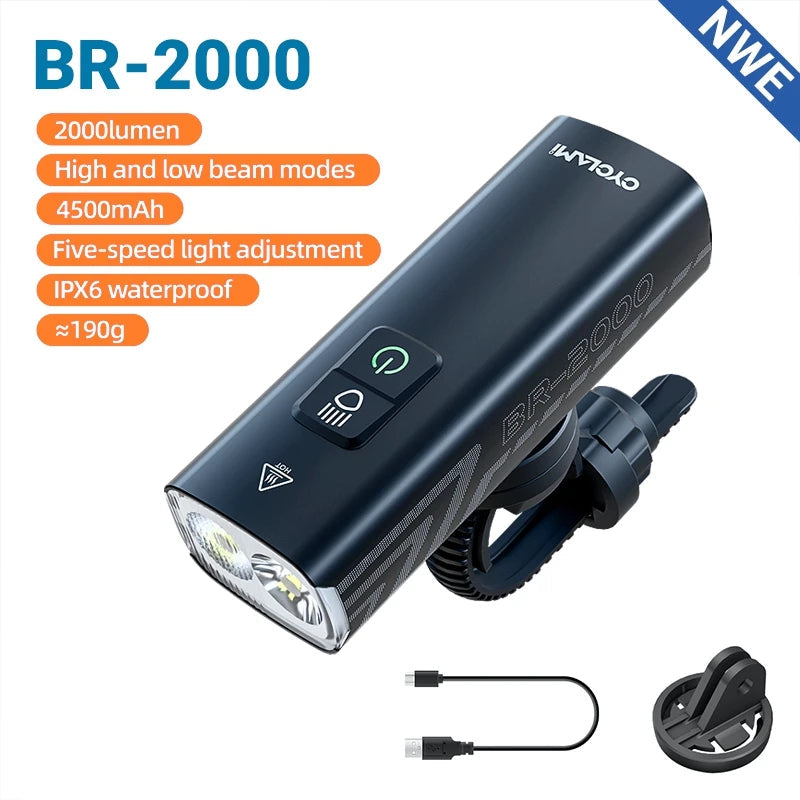 CYCLAMI 1000LM Bike Light Front Lamp Type-C Rechargeable LED 21700 4500mAh Bicycle Light Waterproof Headlight Bike Accessories