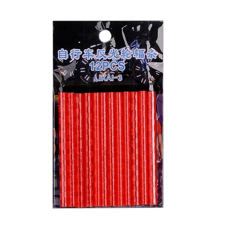 12PCS/Bag Bicycle Wheel Spokes Reflective Sticker Tube Strip Warning Light DIY 7.5cm MTB Cycling Reflector Reflective Safety Kit
