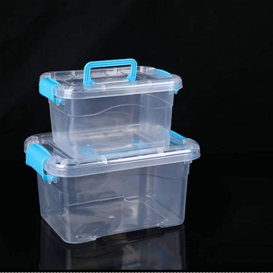 Clear Lidded Storage Boxes with Handles, Set of 2