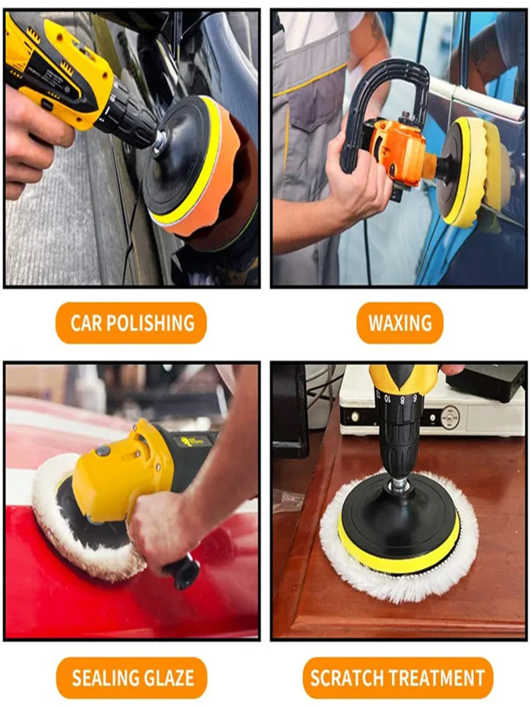 3" 5" 7" 80/125/180mm Polishing Sponge Pad Kit Car Polisher Soft Wave Foam Waffle Pad Car Wash Cleaning Detailing Tool