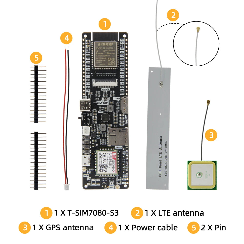 LILYGO® T-SIM7080G-S3 ESP32-S3 SIM7080 Entwicklungsboard Unterstützt Cat-M NB-IoT WIFI Bluetooth 5.0 Mit GPS Flash 16MB PSRAM 8MB