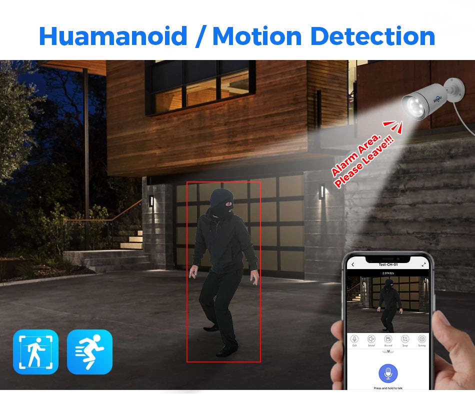 4K PoE IP Security Camera with Audio and Night Vision
