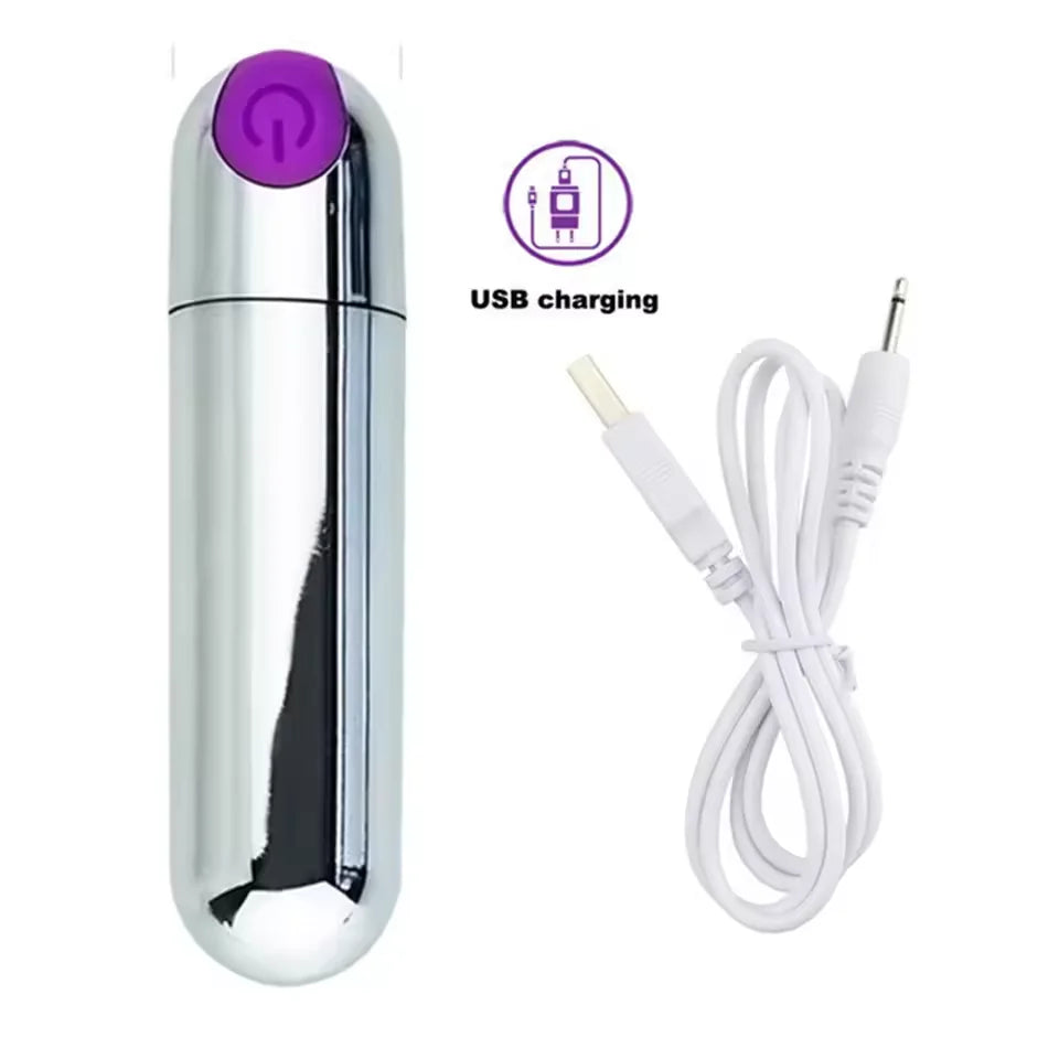 10-växlad USB-uppladdningsbar mini bullet-vibrator med vattentät design