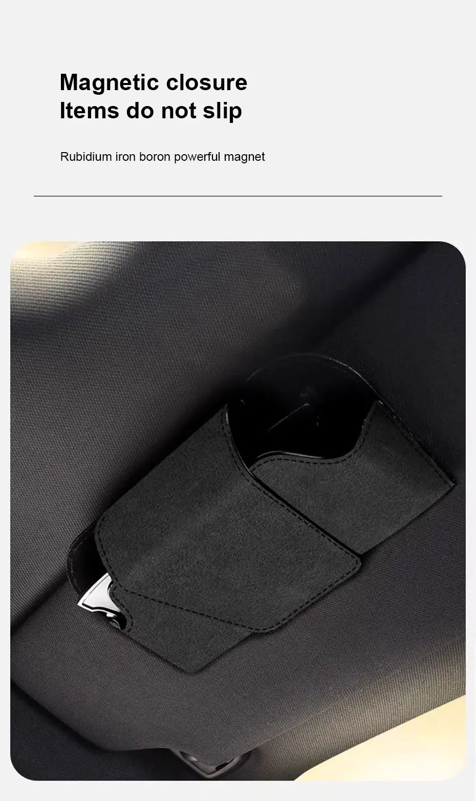 SEAMETAL Magnetic Suede Car Glasses Case Magnetic Sunglasses Holder Anti-Scratch Sun Visor Eyeglasses Protection Storage Case