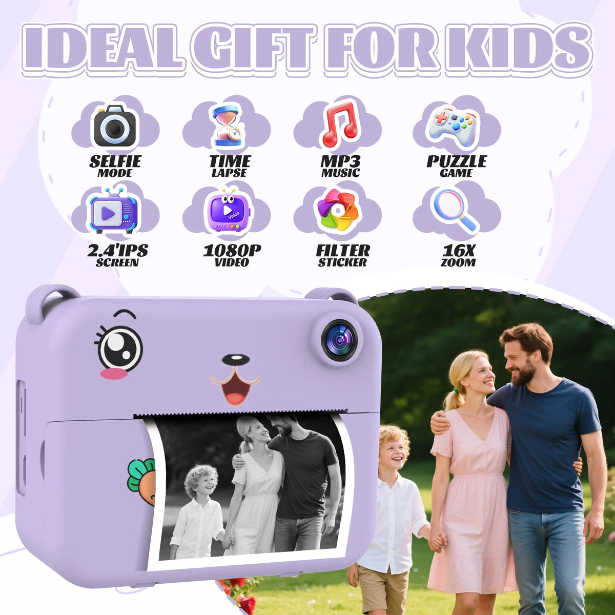 Fotocamera istantanea P2 per bambini - opzioni fotocamera o carta