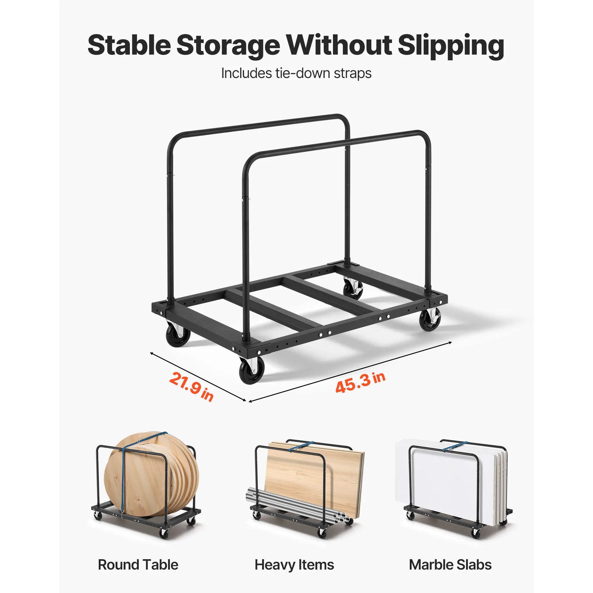 1800 lb Drywall Panel Dolly Cart with Swivel Casters & Strap