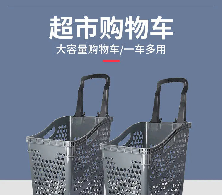 Supermarket shopping trolley high back basket hand pull shopping basket trolley shopping cart