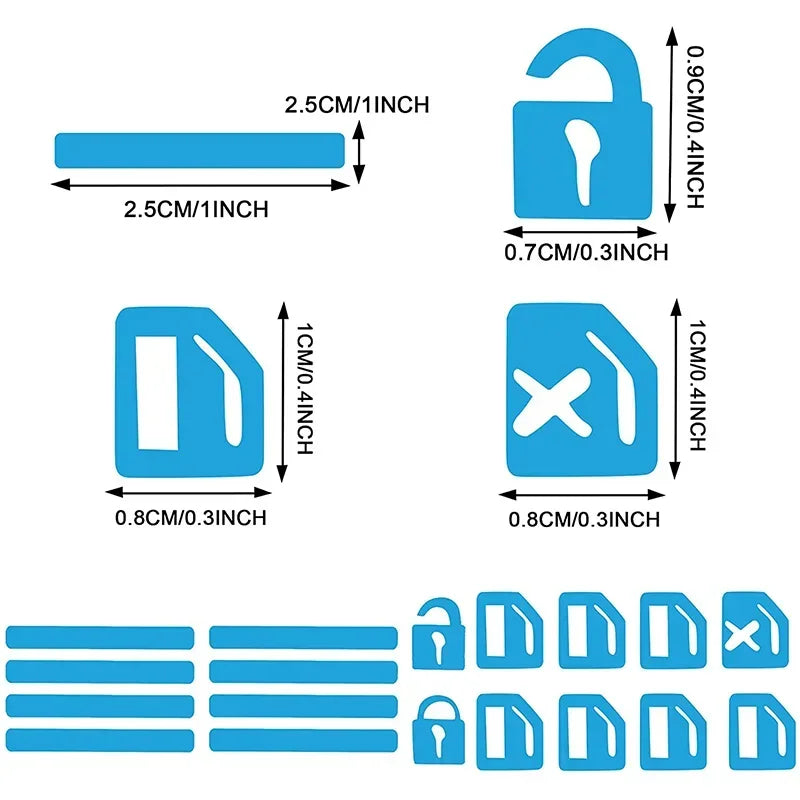 18-Piece Luminous Car Window Button Sticker Set