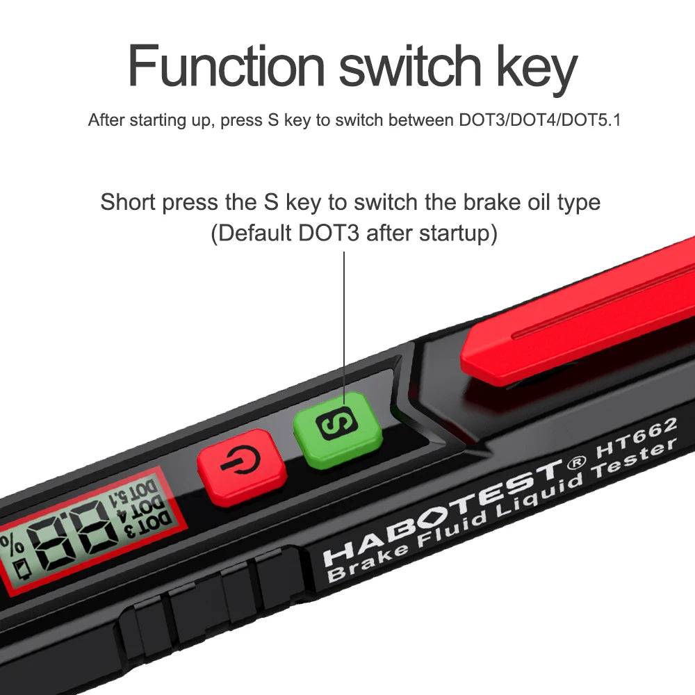 3-Colors Backlight Portable Digital Brake Fluid Tester Accurate Auto Car Brake Oil Tester Sound Light Alarm DOT3 DOT4 DOT5.1