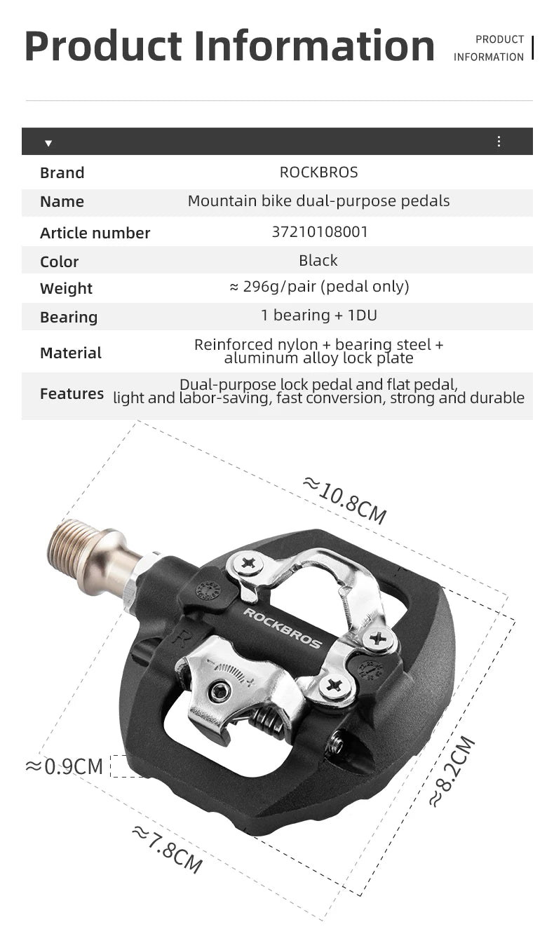 Dual-Purpose Bicycle Pedals with Sealed Bearings