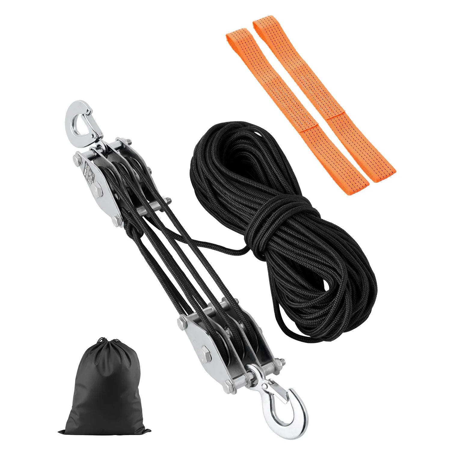1100 lbs Manual Pulley Hoist with 100ft Rope & 5:1 Lifting Power