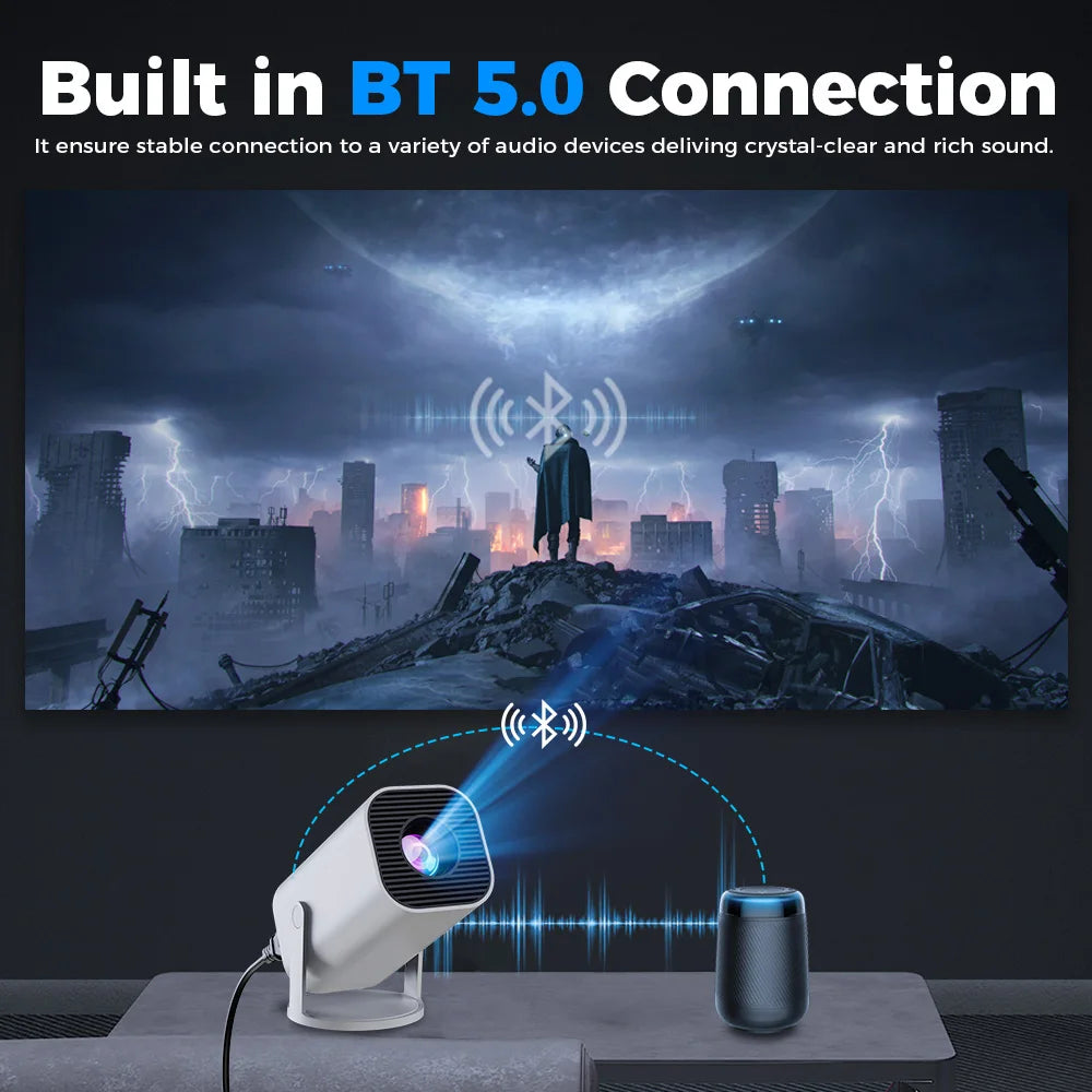 Mini proiettore intelligente 4K con Android 12 e design rotante