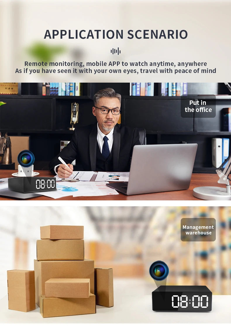 1080P yöllä näkyvä kello-kamera huomaamattomaan kotiturvallisuuteen