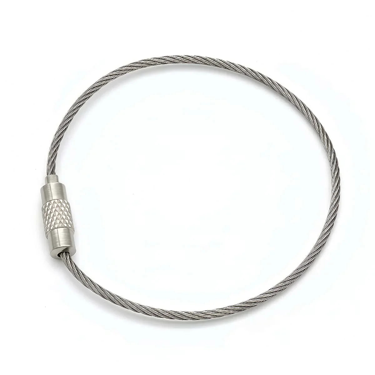 5/10pcs Stainless Steel Wire Keychain Ring Key Keyring Circle Rope Cable Loop Outdoor Camp Luggage Tag Screw Lock Gadget