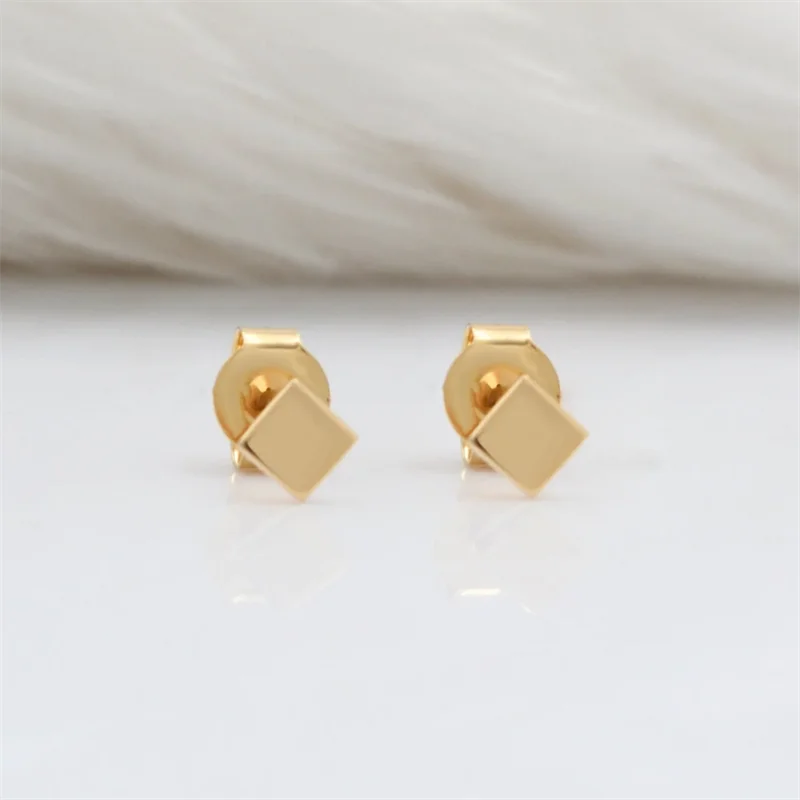 14K Gold Filled Square Stud Earrings, Tarnish Resistant
