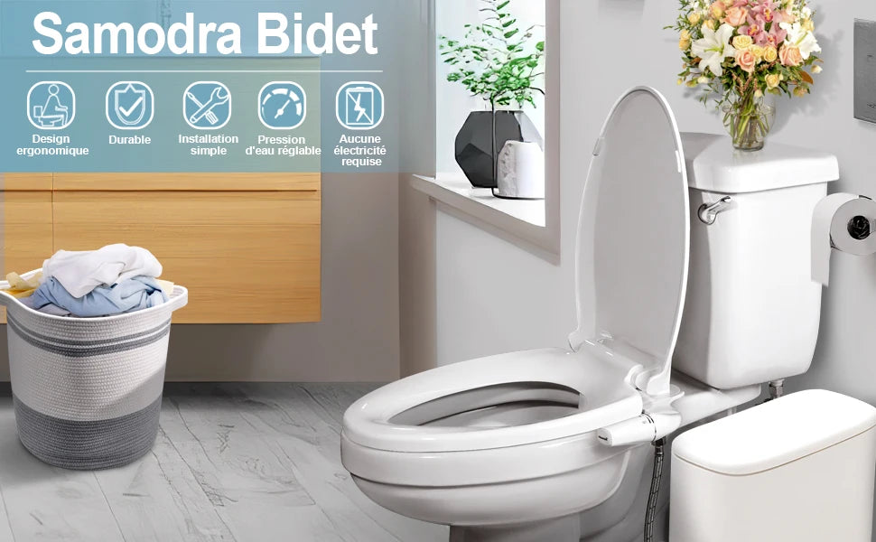 Right/Left Hand Bidet Sprayer with Dual Nozzle by Samodra