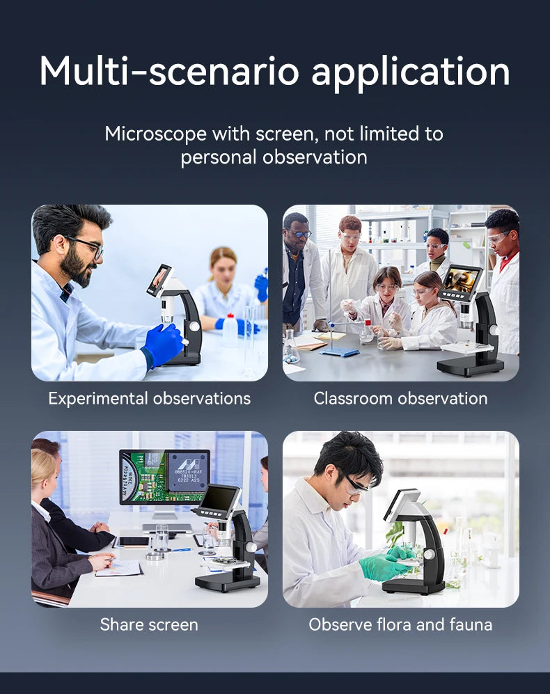 1000X 4.3" LCD Digital Microscope 1080P Coin Microscopio 8 LED Lights USB Magnifier Soldering Repair Video Microscope for Coin