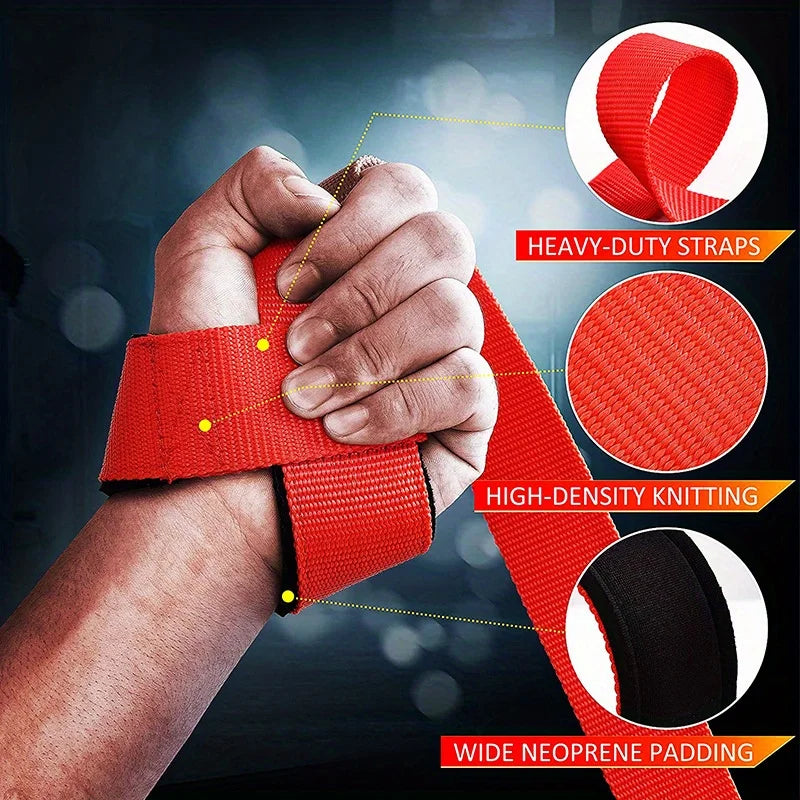 1 Pair Weight Lifting Assistance Strap Dumbbell Fitness Pure Color Belt for Deadlifts fitness gloves