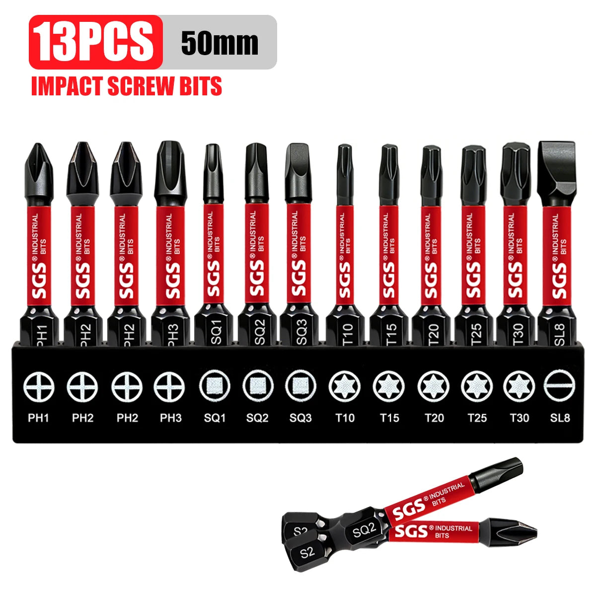 Multifunctional Screwdriver Bit Set, Ph, Pz, Sq, Hex, Torx, Sl, Multi-Specification Universal Impact Screwdriver Bit Set, 50mm, Magnetic Bits, S2 Steel Material, Universal 1/4" Hex Shank Compatible with Electric Drills, Elect
