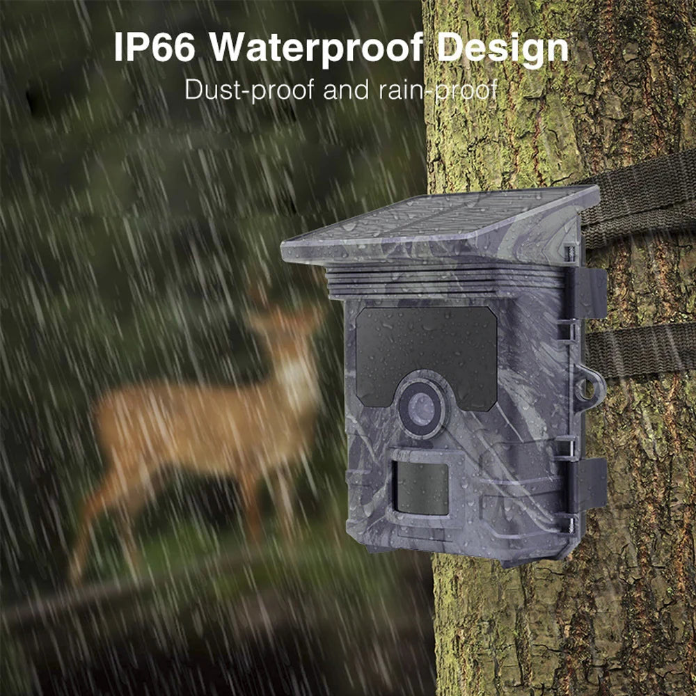 Solar Wildlife 50MP 4K Video Trail Camera Night Vision 0.3s Motion Activated Waterproof Garden Camera Outdoor Hunting Monitoring