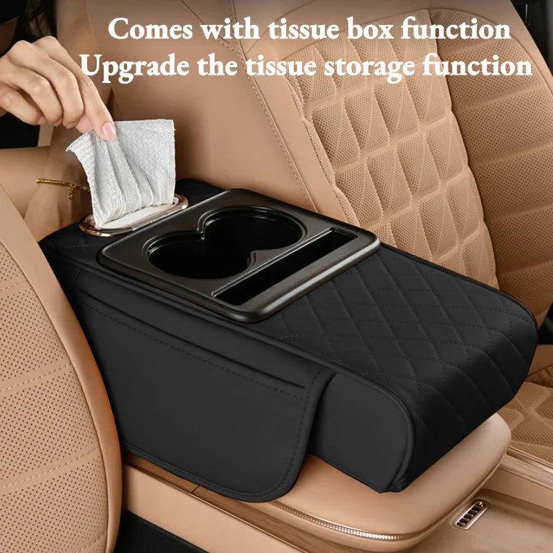 Center Console Armrest Cushion With Dual Cup Holders