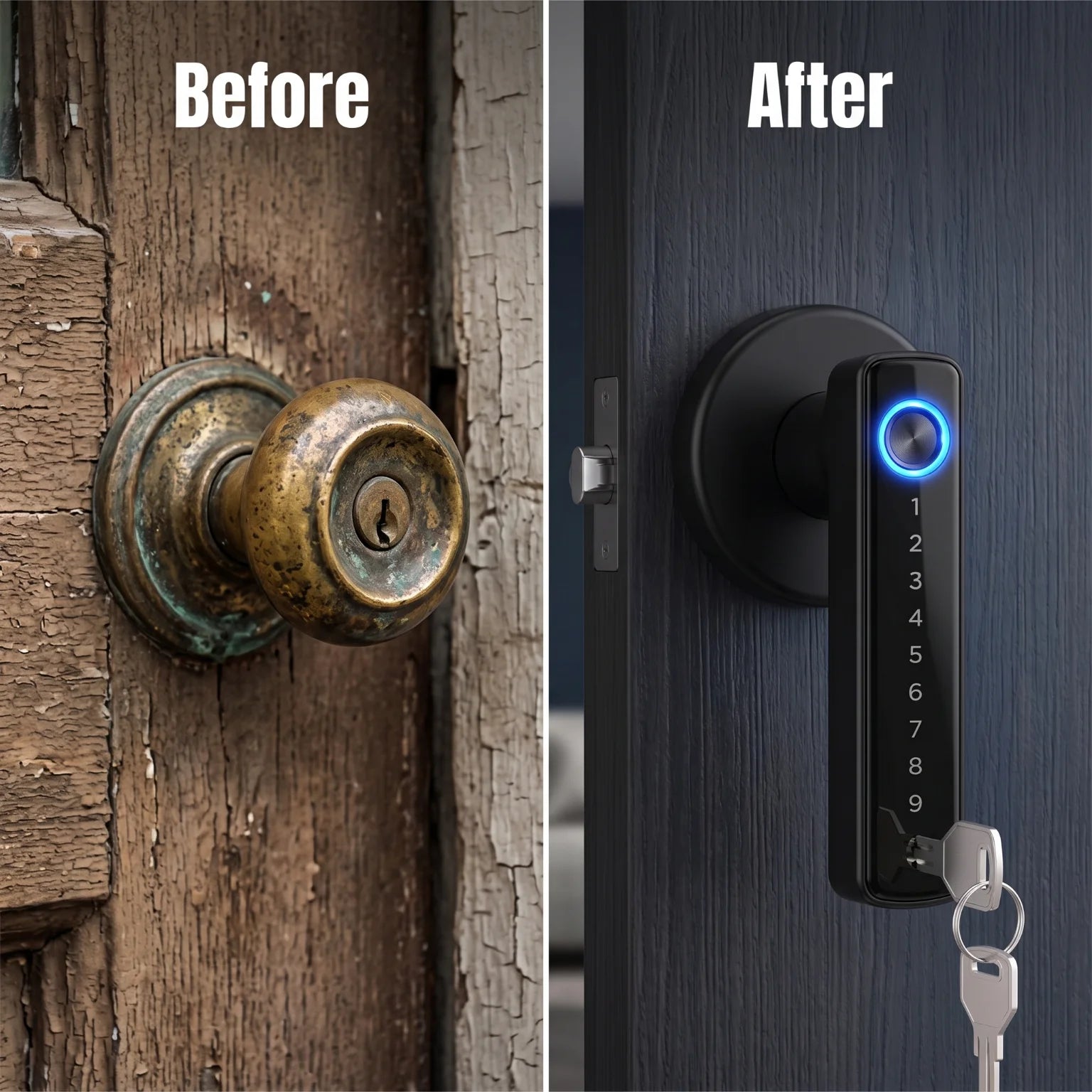 Fechadura Inteligente Tuya Bluetooth com Impressão Digital, Senha, Cartão IC, Chave Mecânica, Desbloqueio Anti-Escondido, Código Falso, Fechadura de Alavanca Inteligente com Trinco Ajustável para Porta Interior de Casa, Quarto ou Apartamento