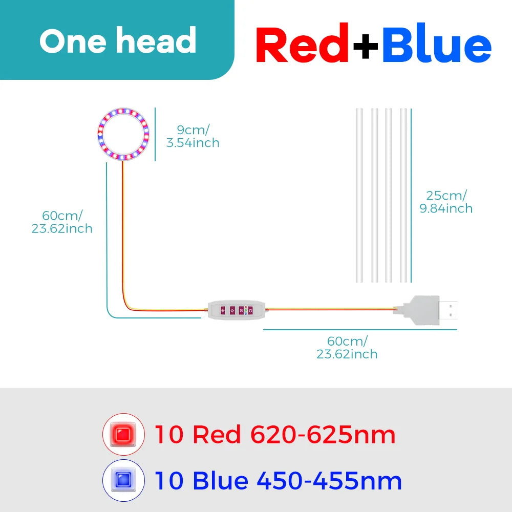 USB Plant Grow Light, One to Four Heads