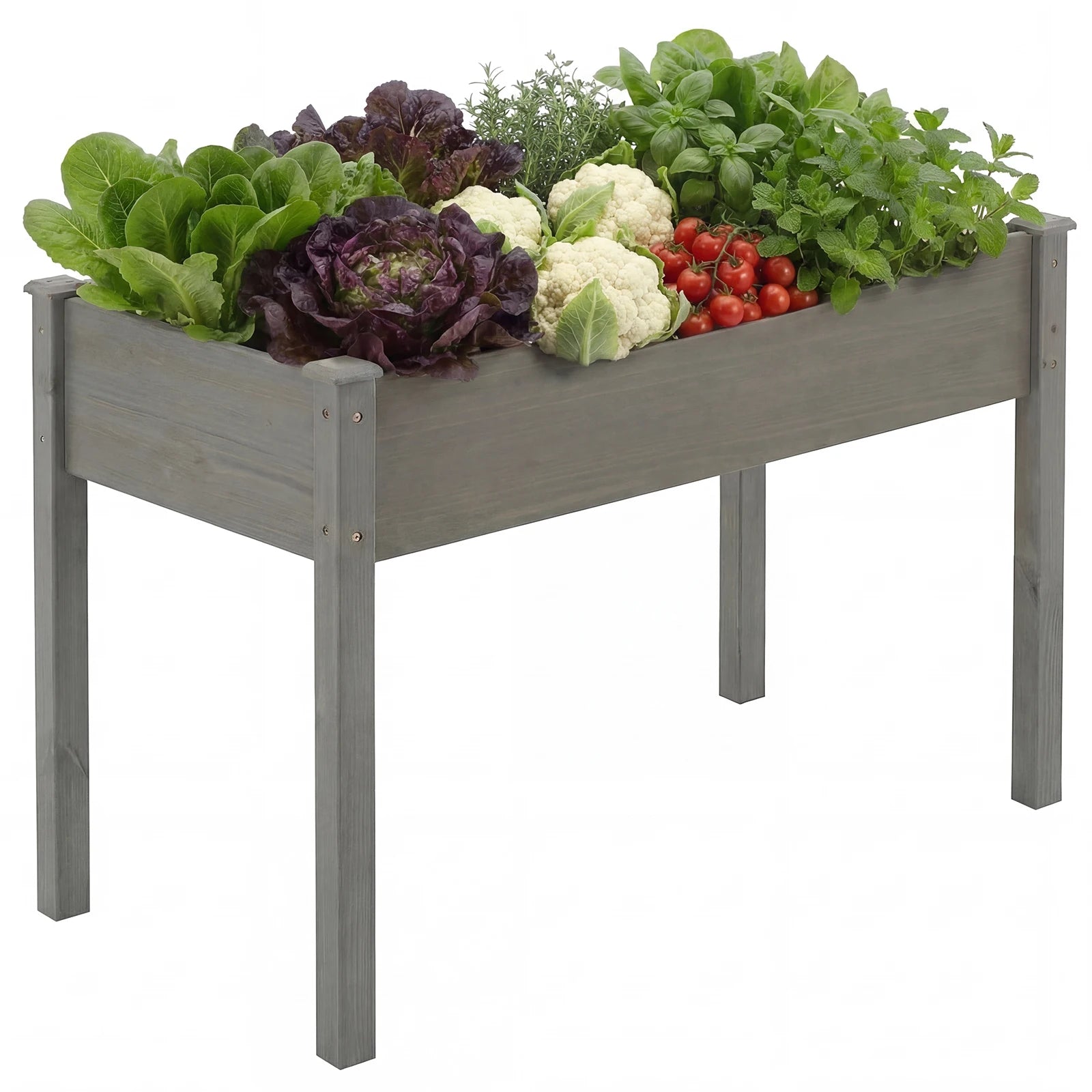 JHK dřevěný květináč 48x24x30 palců s nohami, venkovní vyvýšený záhon pro bylinky, květiny a zeleninu, zvýšený dřevěný zahradní záhon na terasu, balkon a zahradu