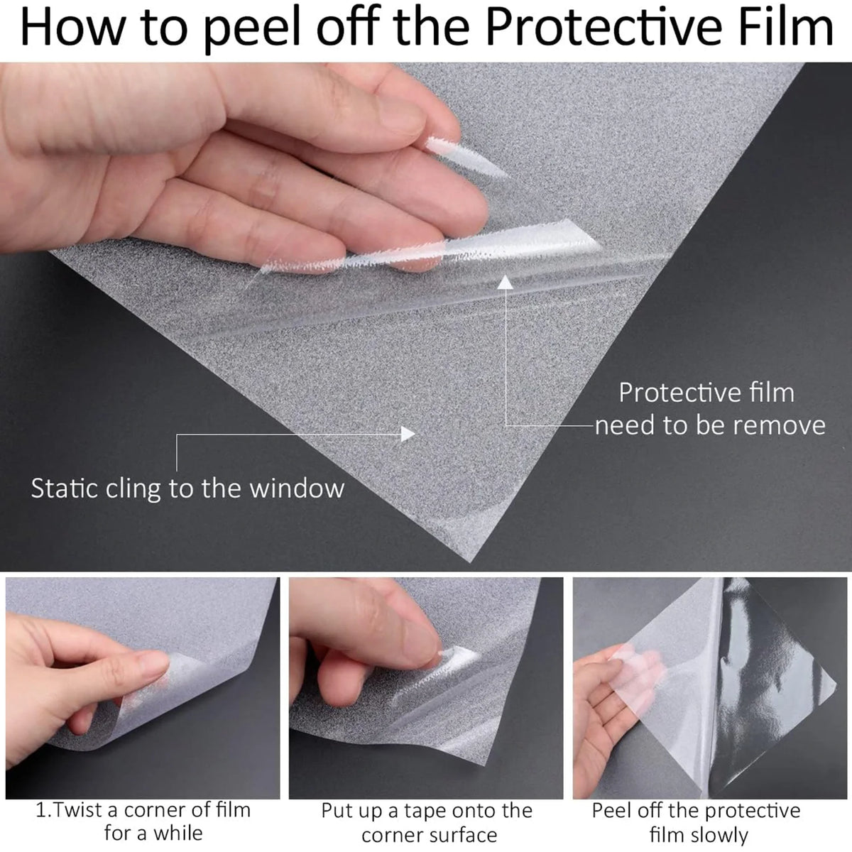 Film de confidentialité pour fenêtre à relief frotté et auto-adhésif
