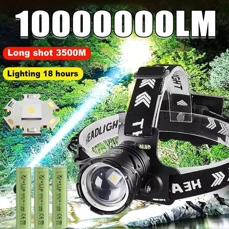 Super Powerful Headlamp High Power Headlights USB Rechargeable Head Lantern Ultra Bright LED Lamp Outdoor Hunting Fishing Lights