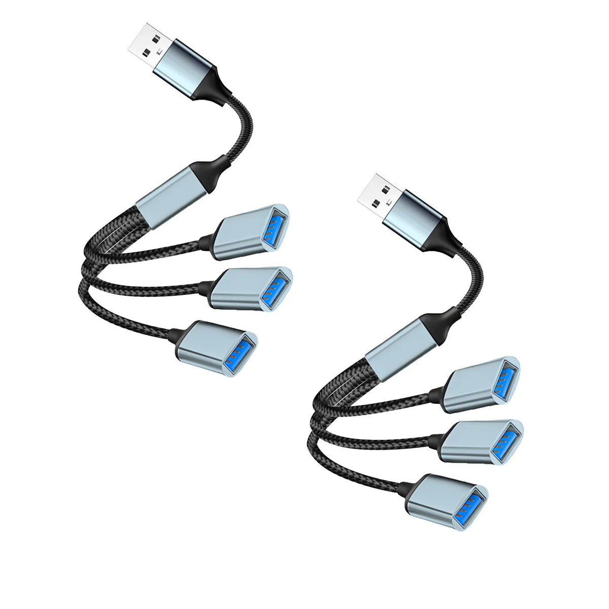 USB-A-splitterhub met 1 ingang en 3 uitgangen, enkele of dubbele verpakking