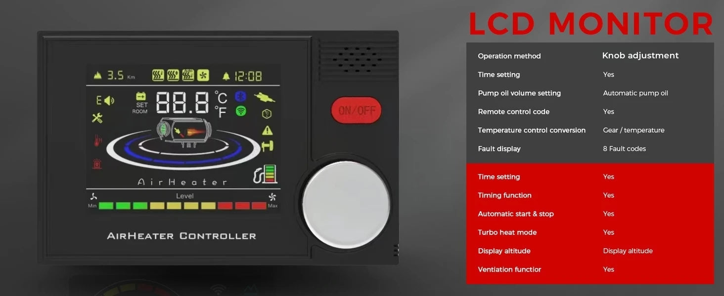 8KW Diesel Air Heater with Bluetooth App, LCD and Remote
