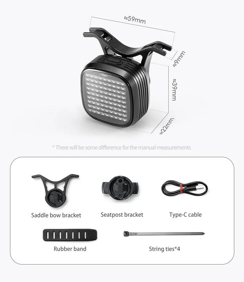 Smart Bike Rear Light with Brake Sensing & Sync Mode