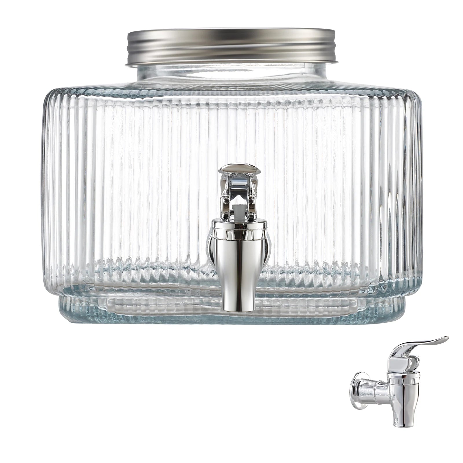 3L glas drikkedispenser med drypfri hane og låg