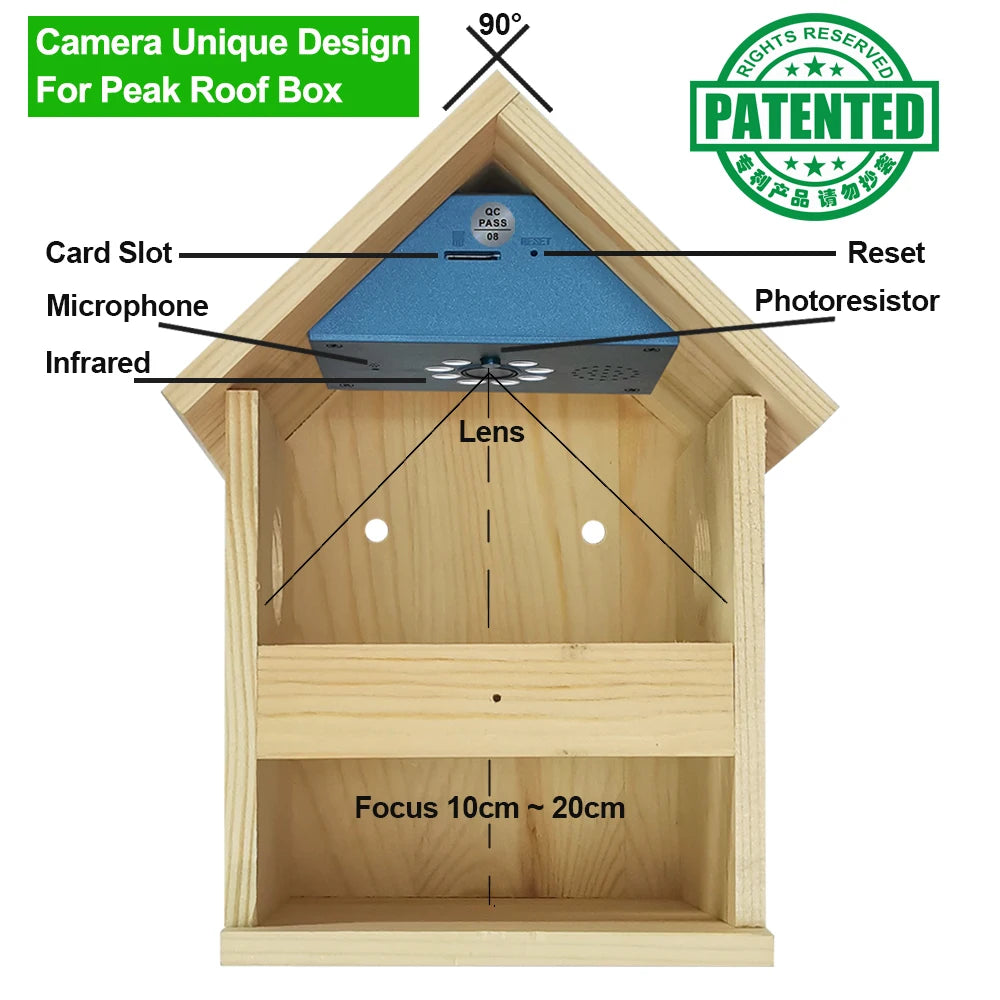 Smart WiFi Bird House Camera 4MP HD with Night Vision & App