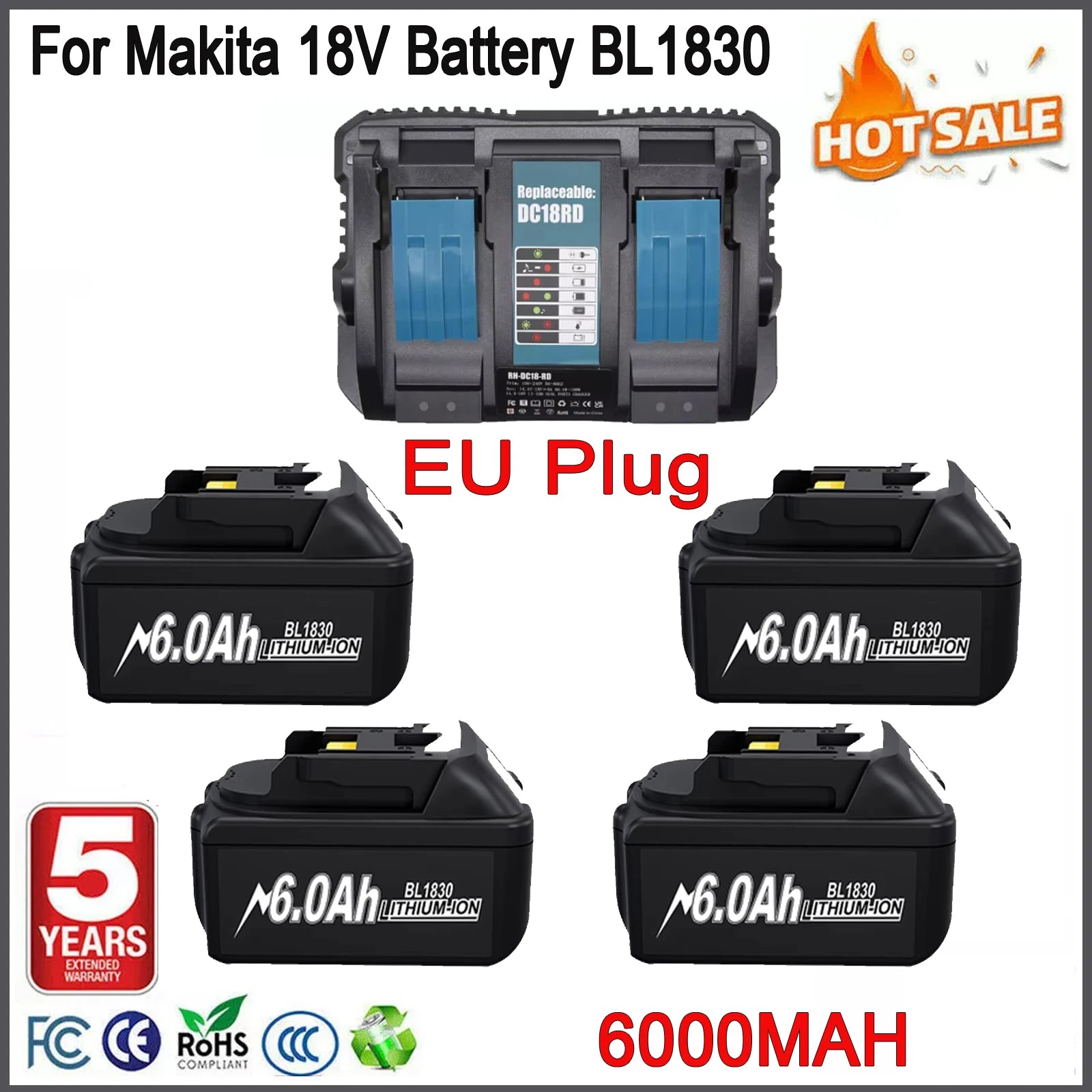 18V 6Ah Replacement Battery for Makita Power Tools