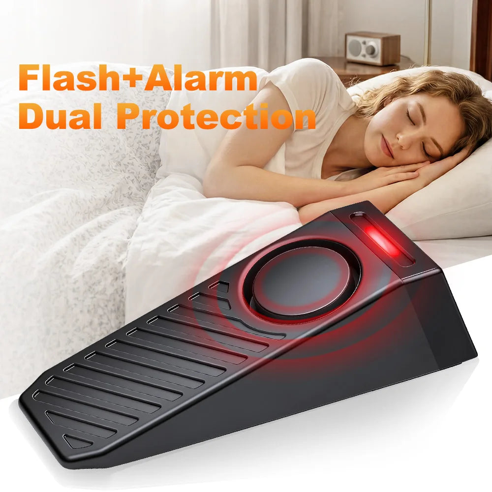 130dB Door Stop Alarm Sound Light Anti-Theft Anti-Wolf Adjustable Sensitivity Long Battery Compact Home Hotel Travel