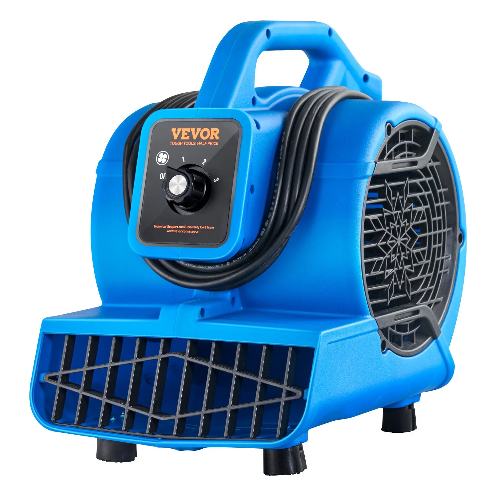 Přenosný podlahový ventilátor 600 CFM s 3 rychlostmi a 4 úhly nastavení