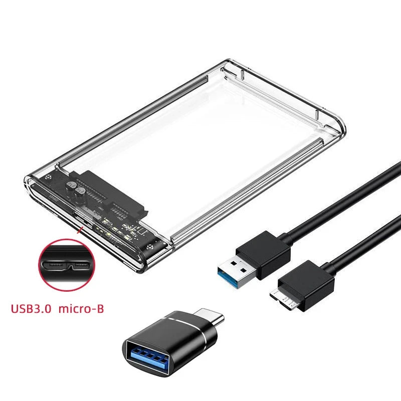 Transparent 2.5-Inch SATA HDD/SSD USB Enclosure