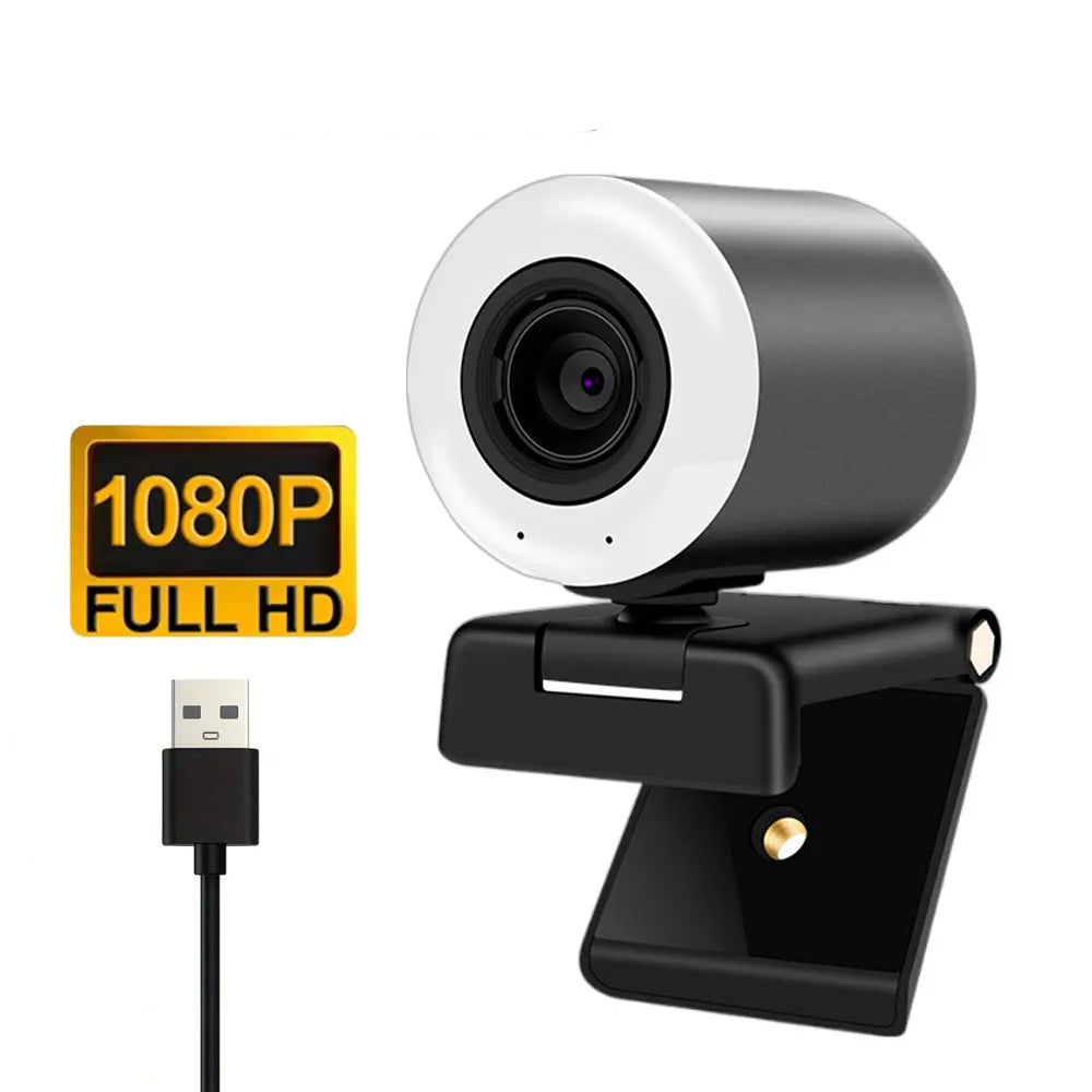 2K Streaming Webcam with Ring Light and Autofocus