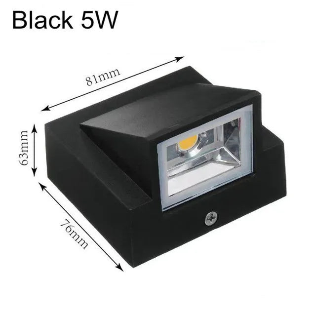 Candeeiro de parede LED para exterior IP65, 5W ou 10W, alumínio