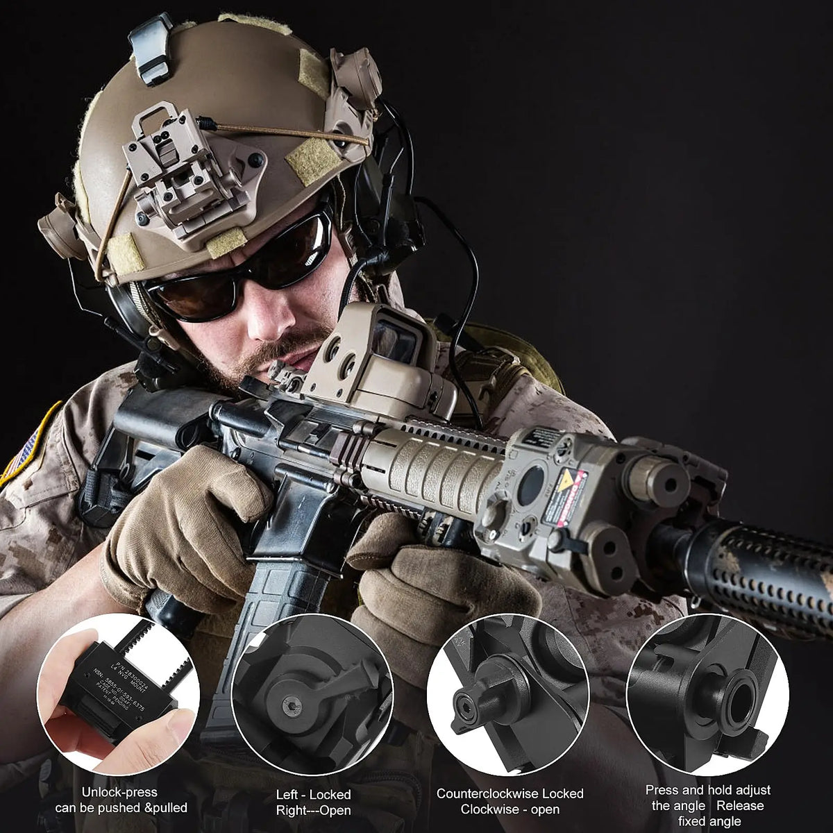 BOOIU Metal/Nylon L4G24 NVG Helmet Mount Holder for PVS15/18 GPNVG18 Goggle Night Vision Stent Outdoor Tactical Helmet Bracket