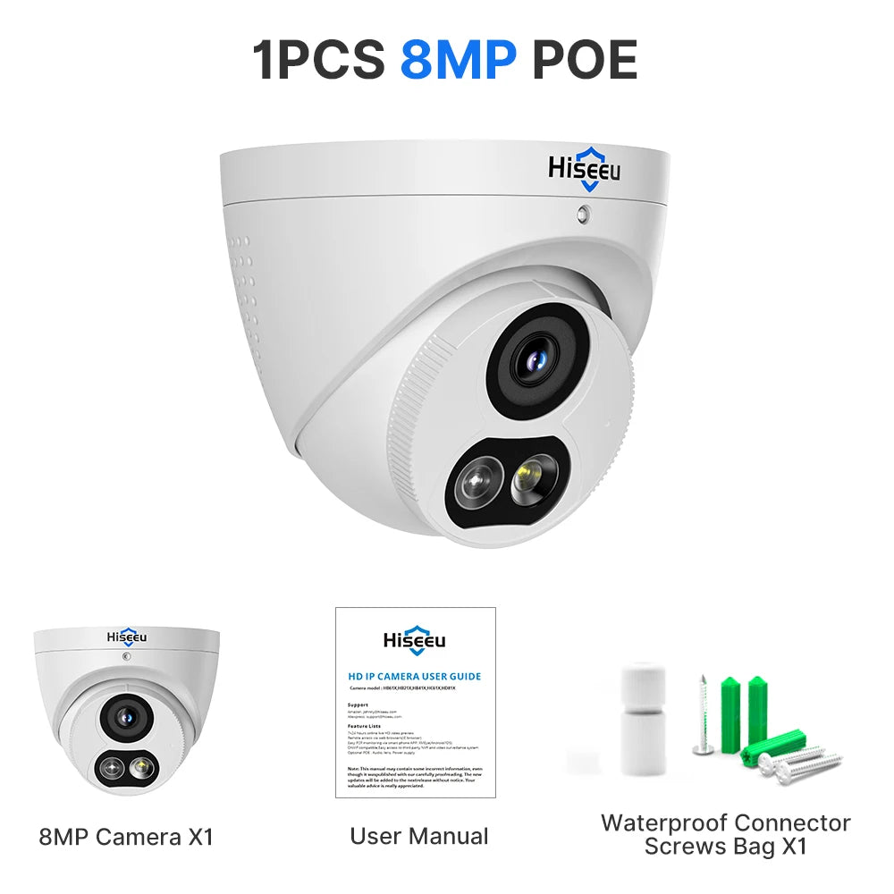 4K 12MP PoE Dome Security Camera with Motion Detection