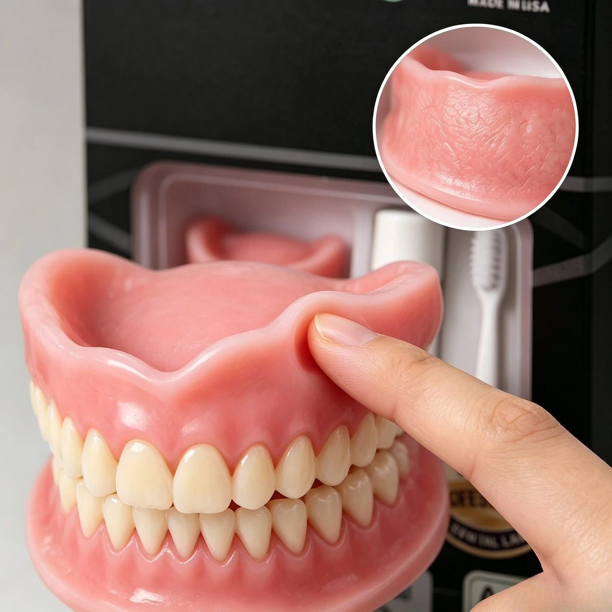 Set Dentiera in Silicone Modellabile, Superiori e Inferiori, Realizzata in Avorio Naturale
