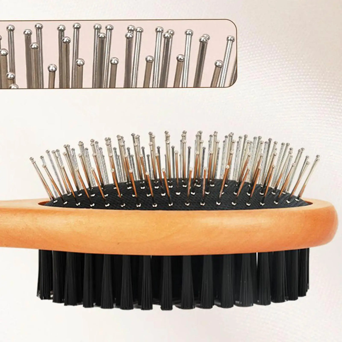 Double-Sided Pet Grooming Brush with Wooden Handle