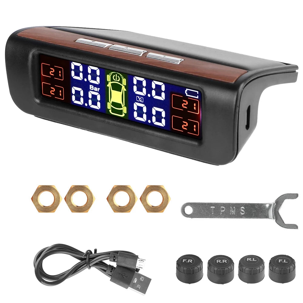 Solar TPMS Tire Pressure Monitoring System with External Sensors